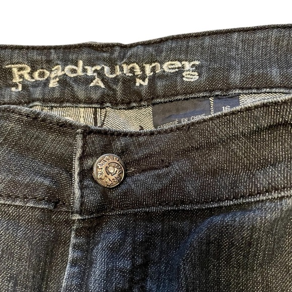 Roadrunner Black Denim Capri Pants - Size 16 Bling on all pockets -Silver thread - Picture 6 of 12